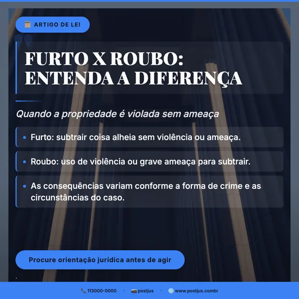 Entenda a diferença entre furto e roubo